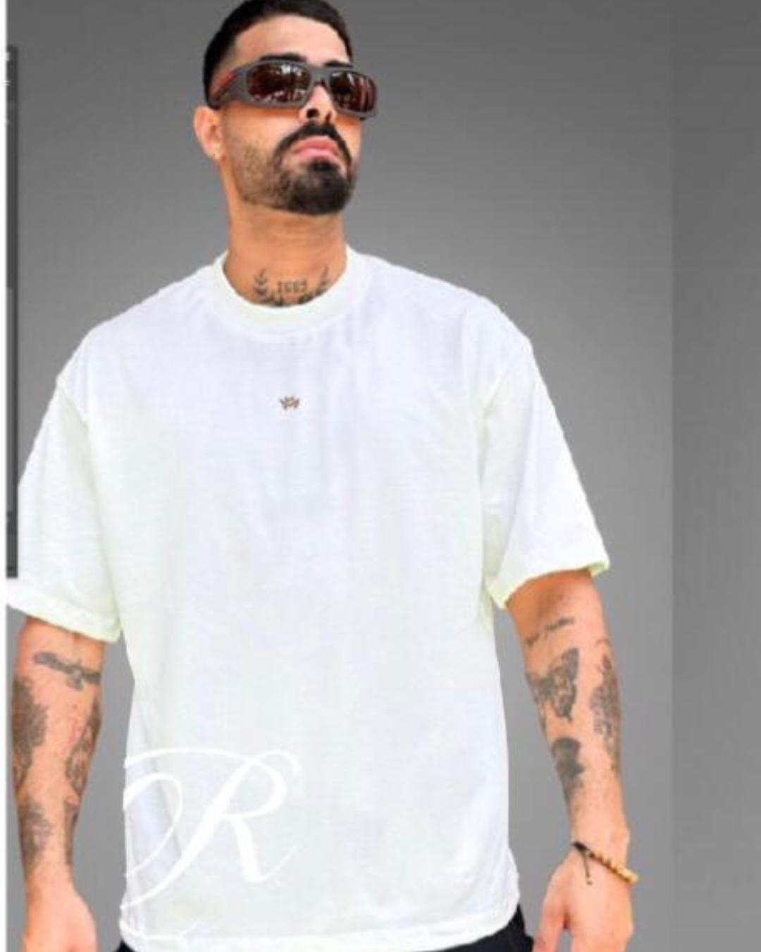 CAMISETA OVERSIZE ANGEL COLOR HUESO 280GM