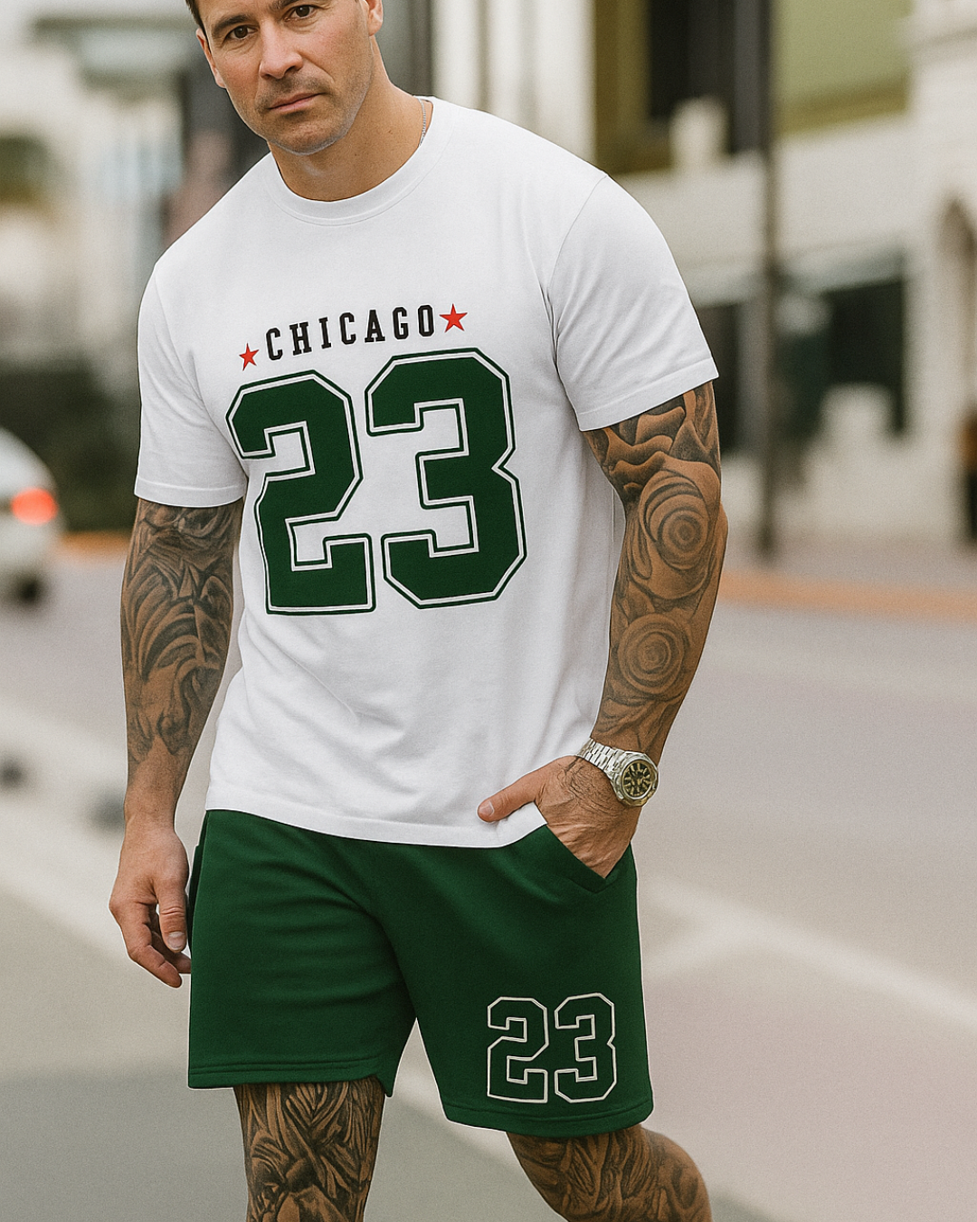 CONJUNTO CAMISETA + PANTALONETA VERDE 23