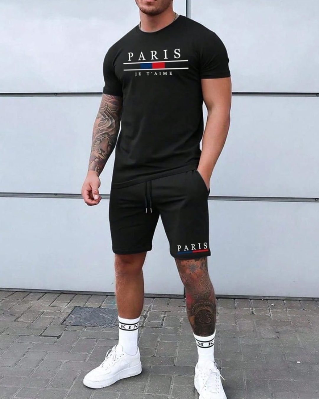CONJUNTO CAMISETA + PANTALONETA NEGRA PARIS
