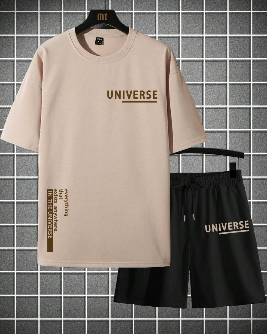 CONJUNTO CAMISETA + PANTALONETA BEIGE NEGRO