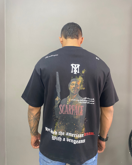 CAMISETA OVERSIZE ESTAMPADA NEGRA 280GM