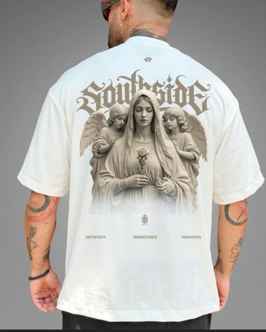 CAMISETA OVERSIZE BLANCA VIRGEN 280GM CALIDAD PREMIUM