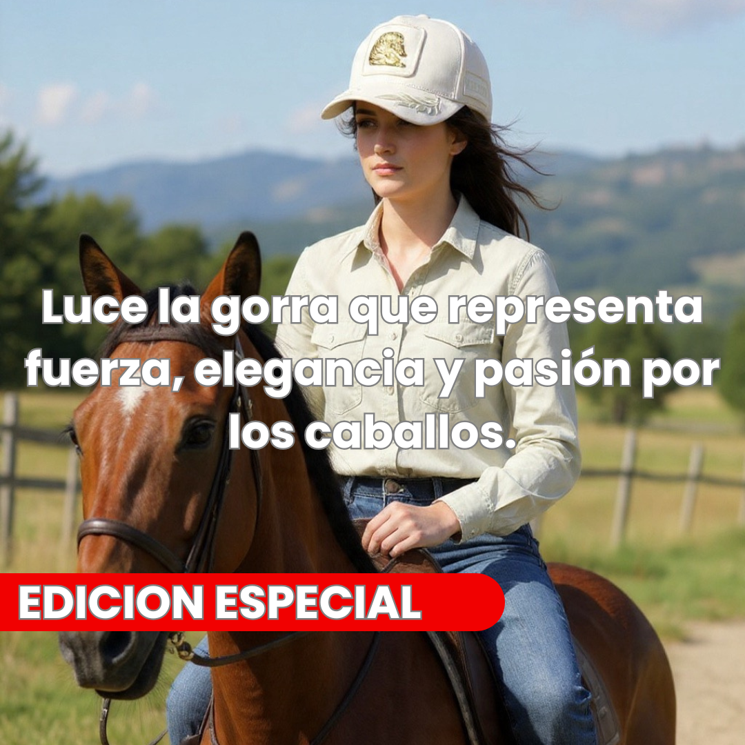 Luce la gorra que representa fuerza, elegancia y pasión por los caballos.