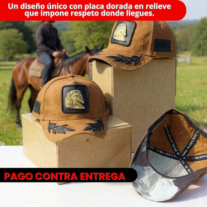 Luce la gorra que representa fuerza, elegancia y pasión por los caballos.