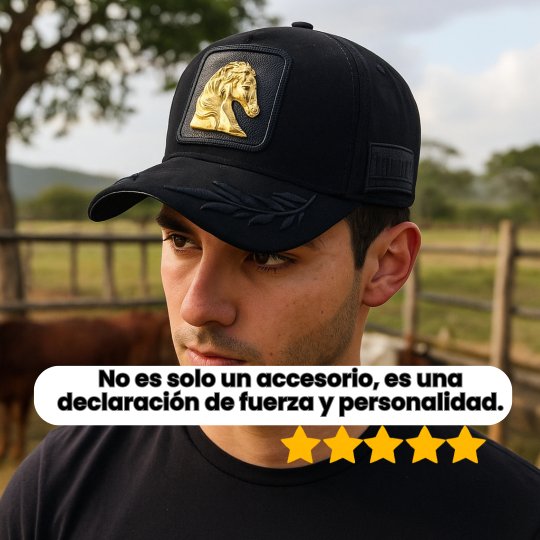 Luce la gorra que representa fuerza, elegancia y pasión por los caballos.